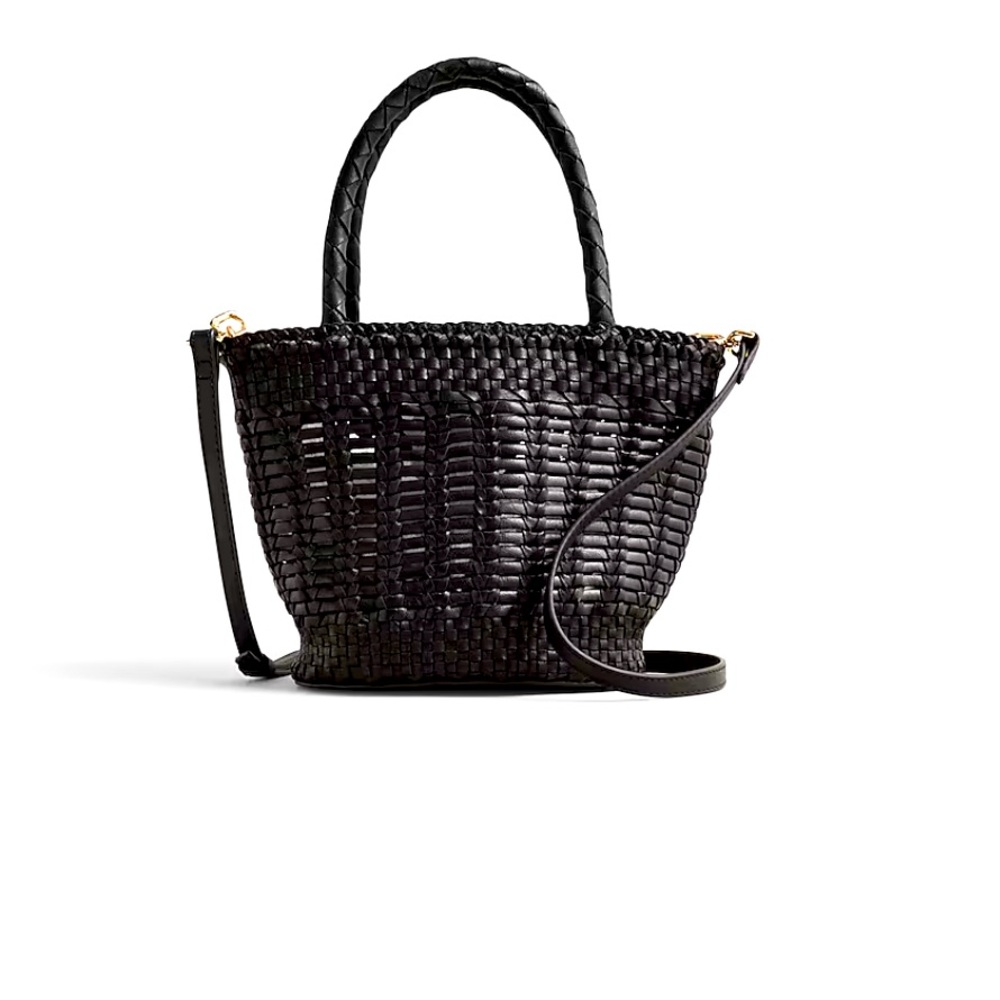 J Crew Black Woven Handbag
Leather and raffia look
Perfect for Summer!!